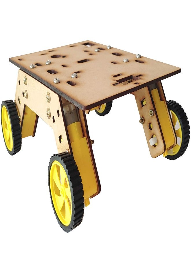 Kit2Create Smart car wooden robot chassis with 4 motor, 4 wheel, wire, switch, nut bolts - Image 4